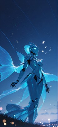 Siren Blue Night Sky Spring Machine mobile wallpaper / スマホ壁紙