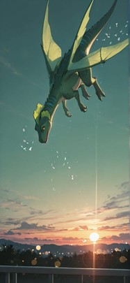 Siren Green Sunset Sky Summer Animal mobile wallpaper / スマホ壁紙