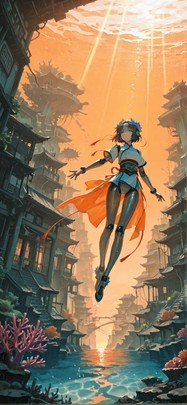 Siren Orange Afternoon City Summer Machine mobile wallpaper / スマホ壁紙