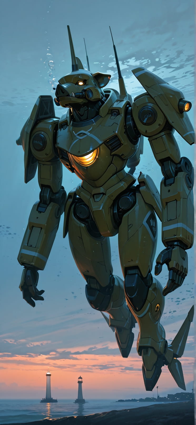 Siren Orange Afternoon Sea Summer Animal Machine mobile wallpaper / スマホ壁紙