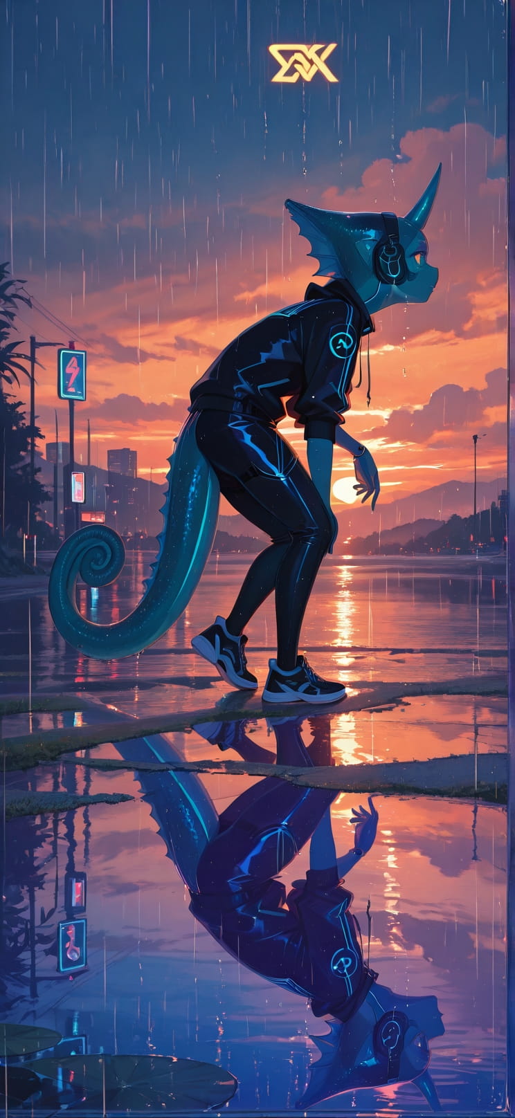 Siren Orange Sunset Sea Summer Animal mobile wallpaper / スマホ壁紙