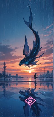 Siren Orange Sunset Sea Winter mobile wallpaper / スマホ壁紙