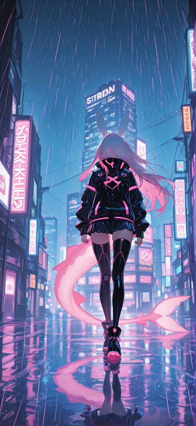 Siren Pink Night Sky Winter Animal mobile wallpaper / スマホ壁紙