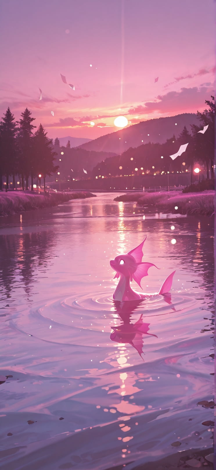 Siren Pink Sunset Sea Spring mobile wallpaper / スマホ壁紙