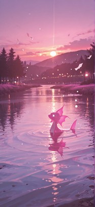 Siren Pink Sunset Sea Spring mobile wallpaper / スマホ壁紙