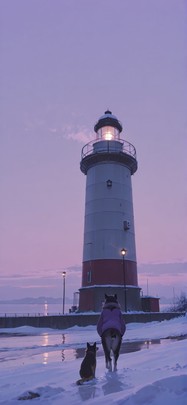 Siren Purple Afternoon Sky Winter Animal mobile wallpaper / スマホ壁紙