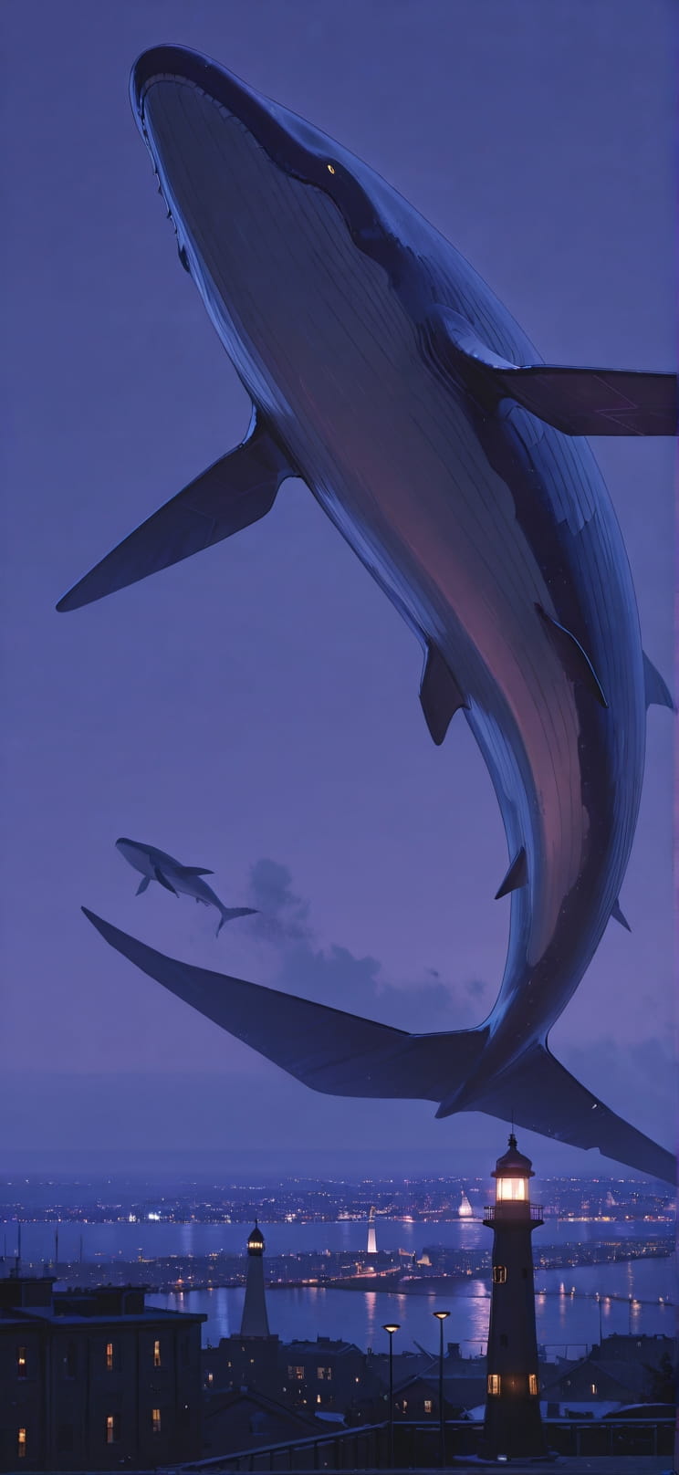 Siren Purple Night City Winter Animal Machine mobile wallpaper / スマホ壁紙