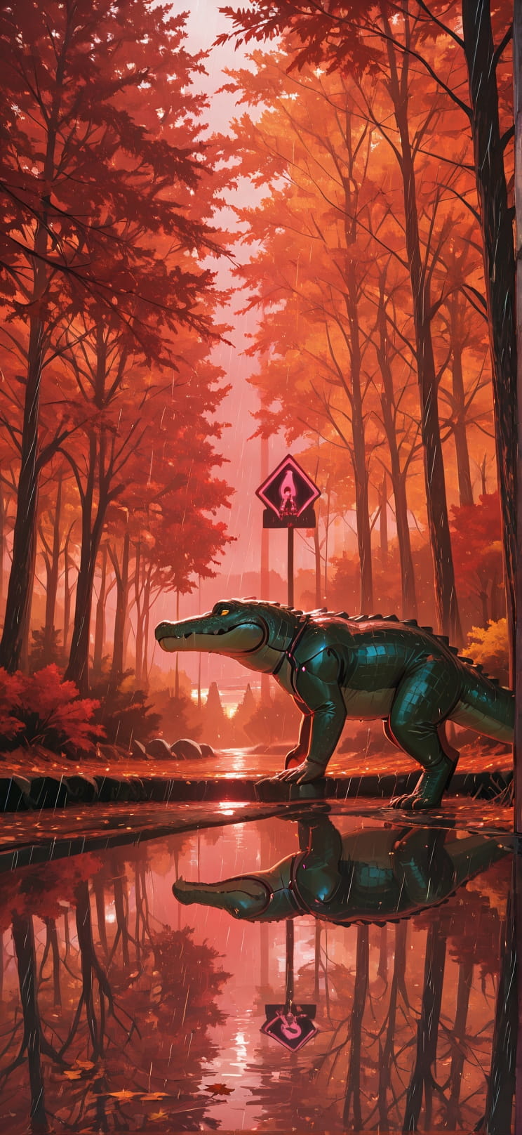 Siren Red Afternoon Nature Autumn Animal mobile wallpaper / スマホ壁紙