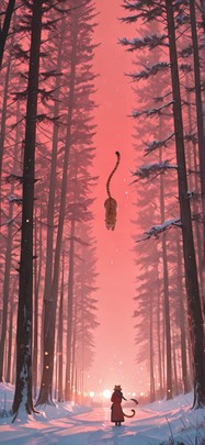 Siren Red Afternoon Nature Winter Animal mobile wallpaper / スマホ壁紙