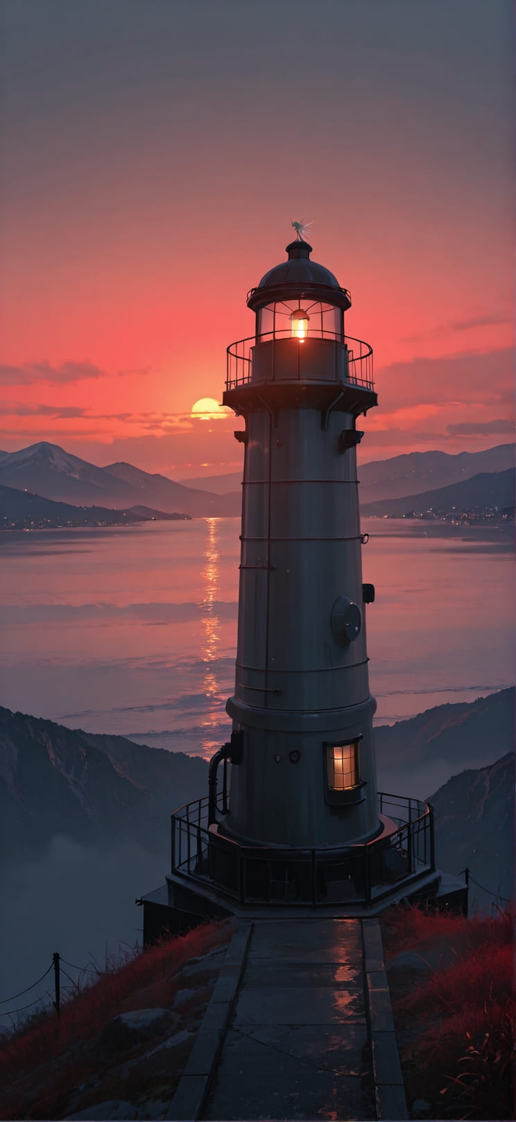 Siren Red Sunset Mountain Summer Animal Machine mobile wallpaper / スマホ壁紙