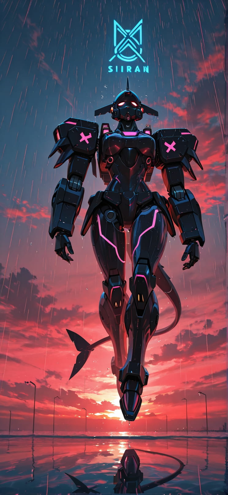 Siren Red Sunset Sea Summer Machine mobile wallpaper / スマホ壁紙