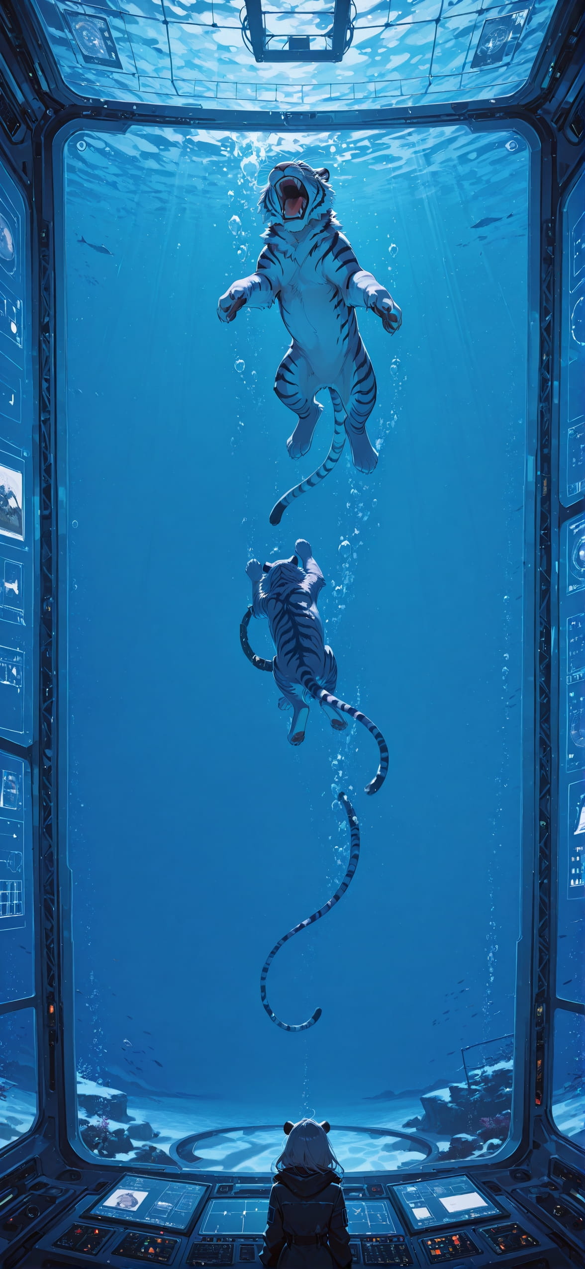 Spacexipo Blue Afternoon Sea Winter Animal mobile wallpaper / スマホ壁紙