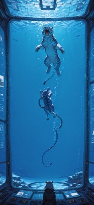 Spacexipo Blue Afternoon Sea Winter Animal mobile wallpaper / スマホ壁紙