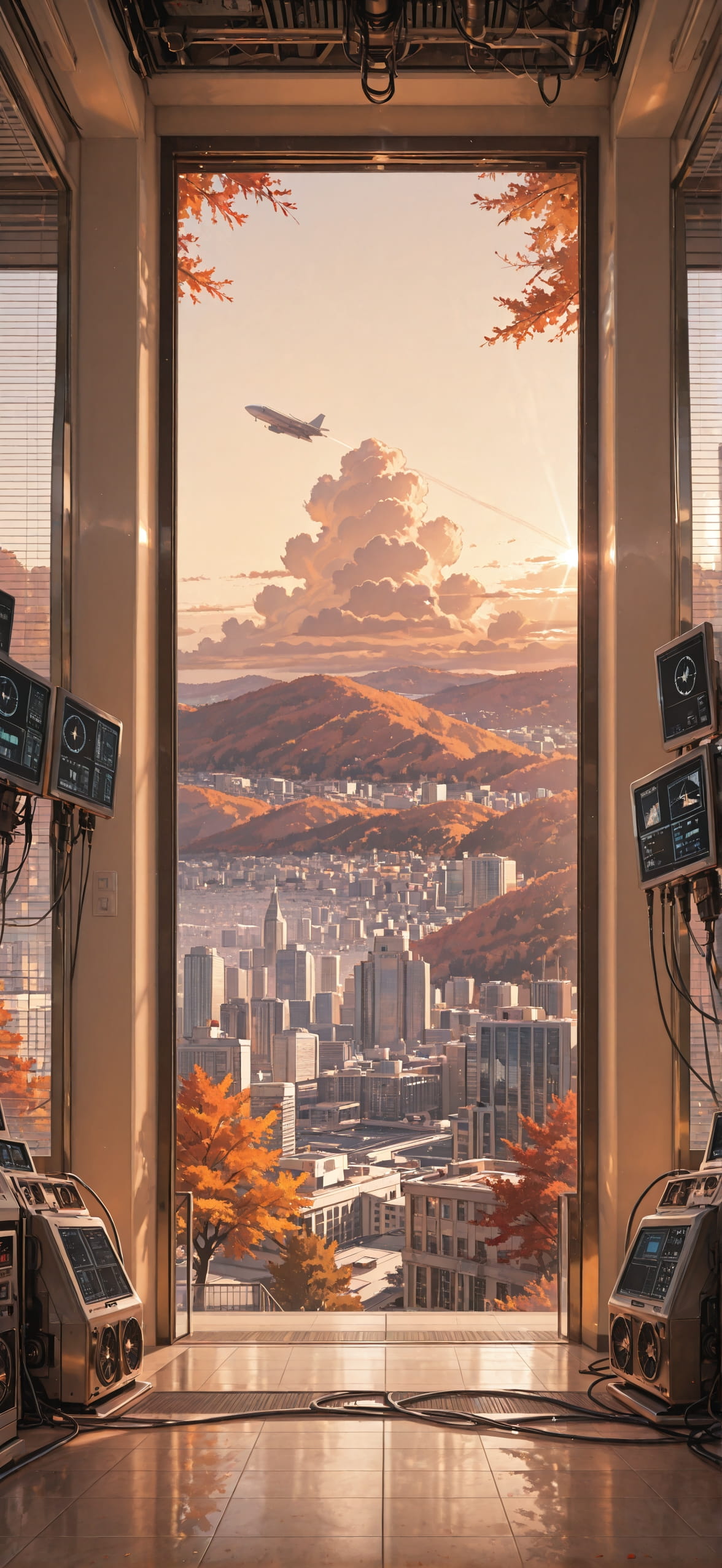 Spacexipo Brown Afternoon City Autumn Machine mobile wallpaper / スマホ壁紙