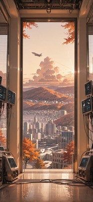 Spacexipo Brown Afternoon City Autumn Machine mobile wallpaper / スマホ壁紙