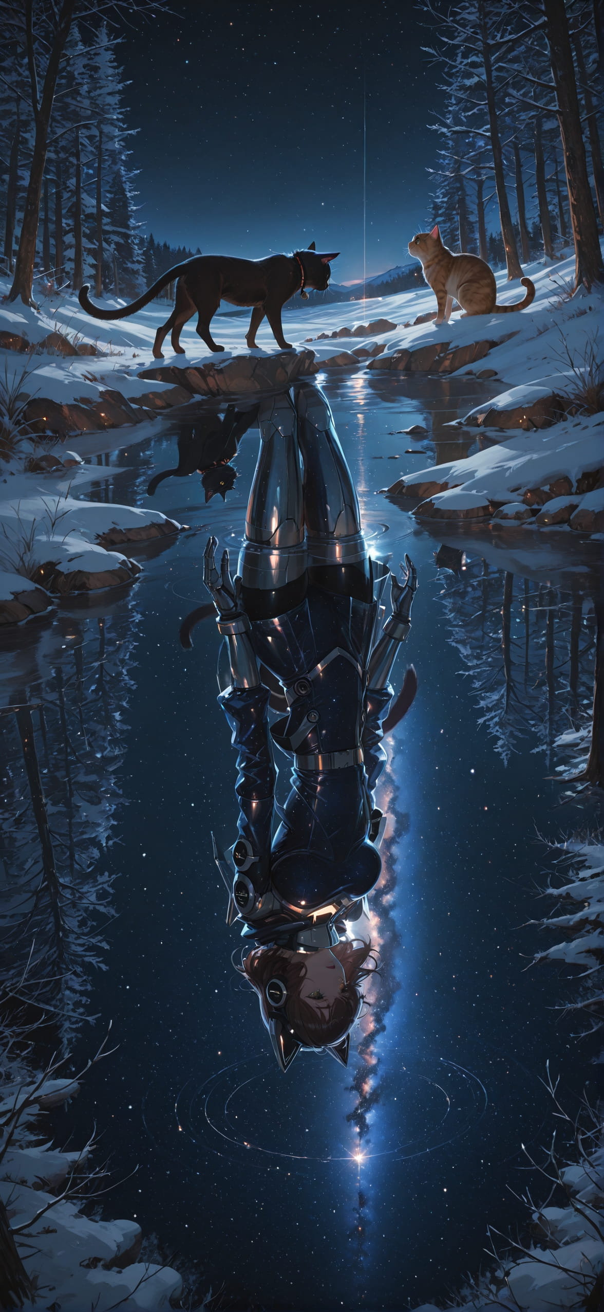 Spacexipo Brown Night Nature Winter Animal mobile wallpaper / スマホ壁紙