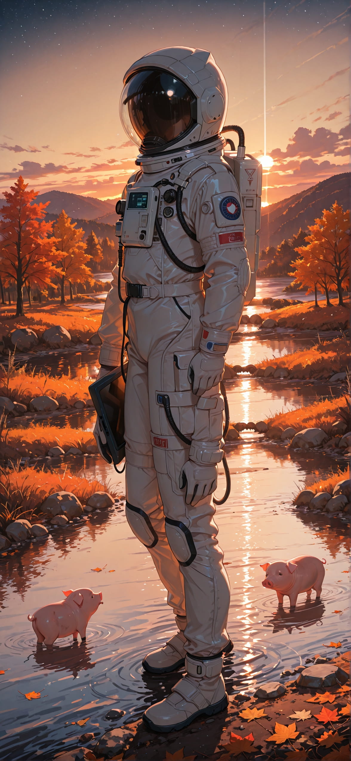 Spacexipo Brown Sunset Sea Autumn Animal mobile wallpaper / スマホ壁紙