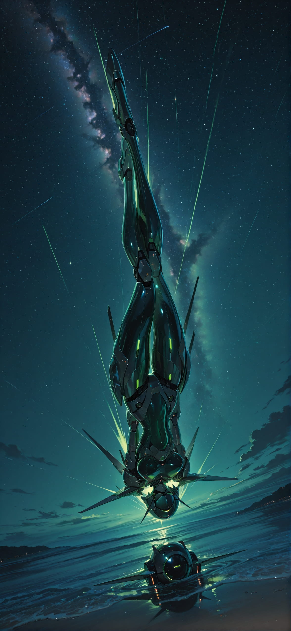Spacexipo Green Night Sea Summer Machine mobile wallpaper / スマホ壁紙