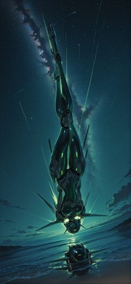 Spacexipo Green Night Sea Summer Machine mobile wallpaper / スマホ壁紙