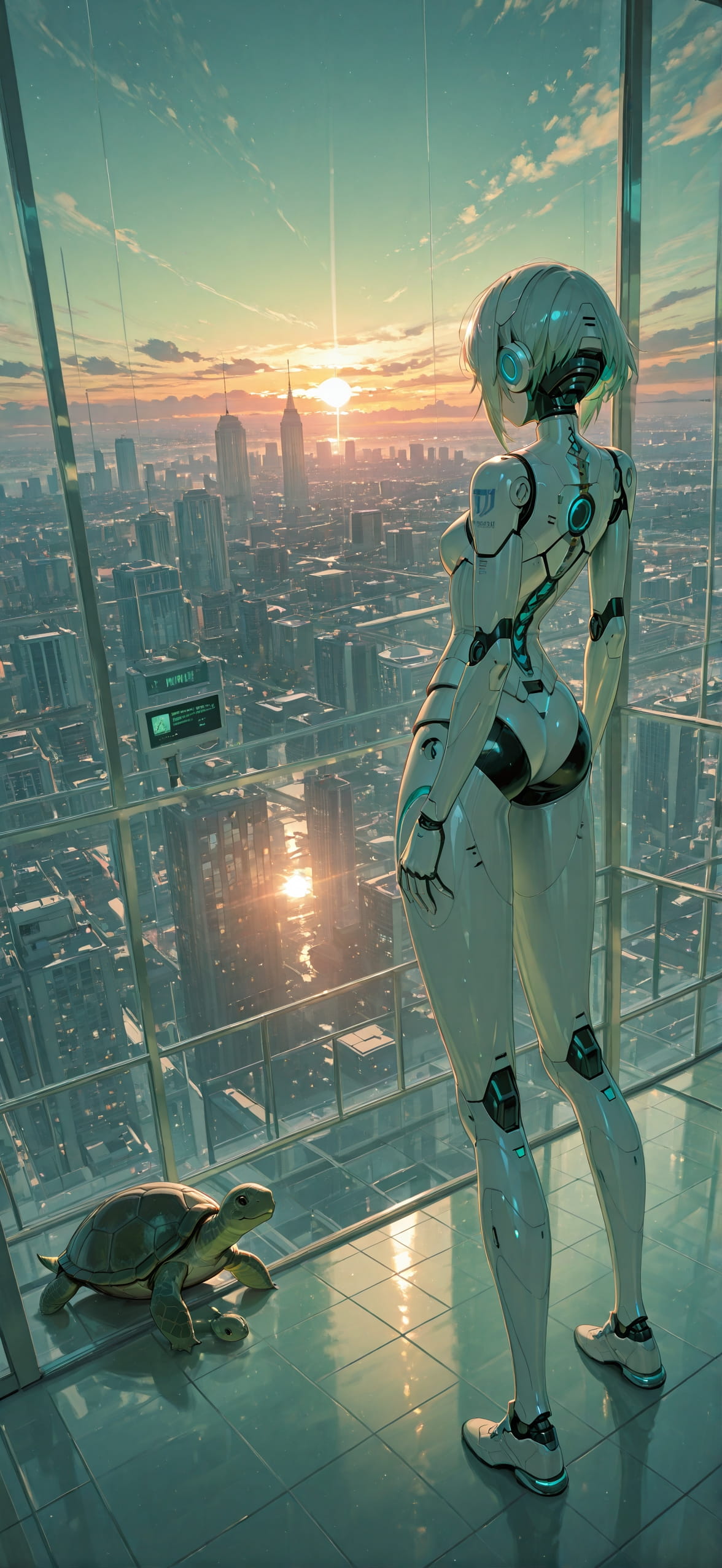 Spacexipo Green Sunset City Spring Animal Machine mobile wallpaper / スマホ壁紙