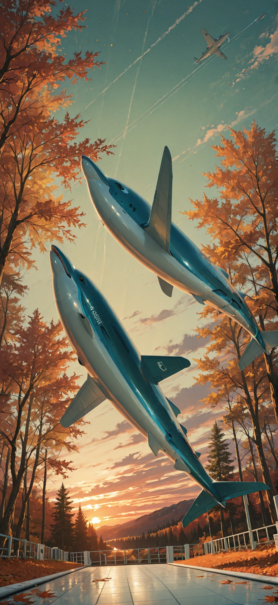 Spacexipo Green Sunset Nature Autumn Animal mobile wallpaper / スマホ壁紙