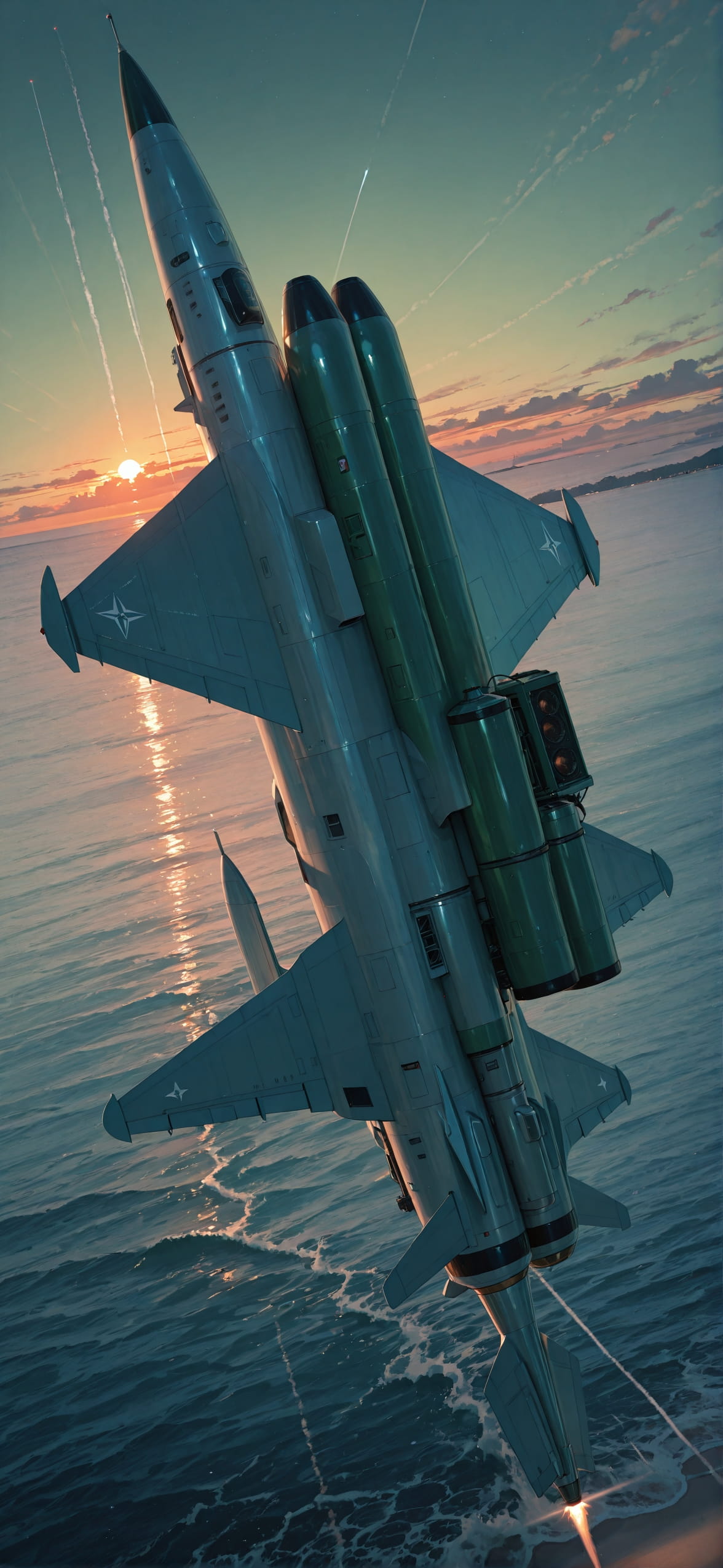 Spacexipo Green Sunset Sea Summer mobile wallpaper / スマホ壁紙