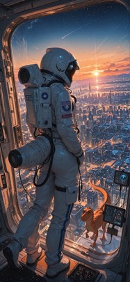 Spacexipo Orange Afternoon City Winter Animal mobile wallpaper / スマホ壁紙