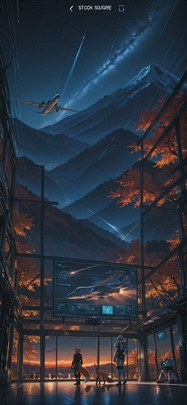 Spacexipo Orange Night Mountain Autumn Animal Machine mobile wallpaper / スマホ壁紙