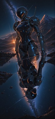 Spacexipo Orange Night Mountain Summer Machine mobile wallpaper / スマホ壁紙