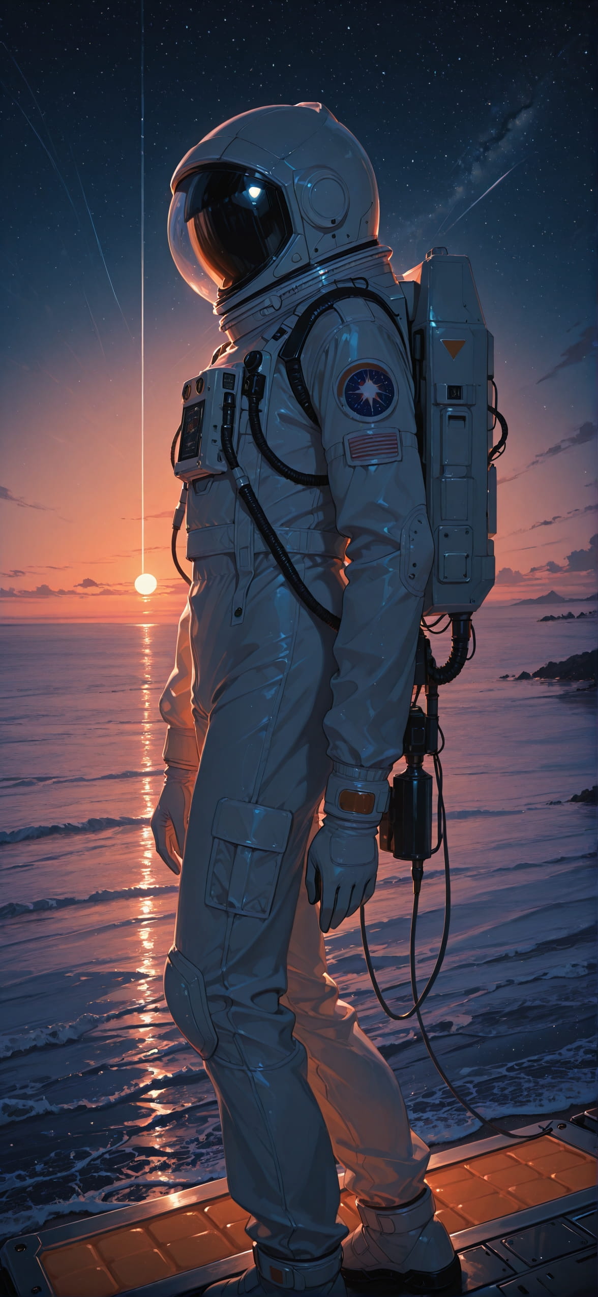 Spacexipo Orange Night Sea Summer mobile wallpaper / スマホ壁紙