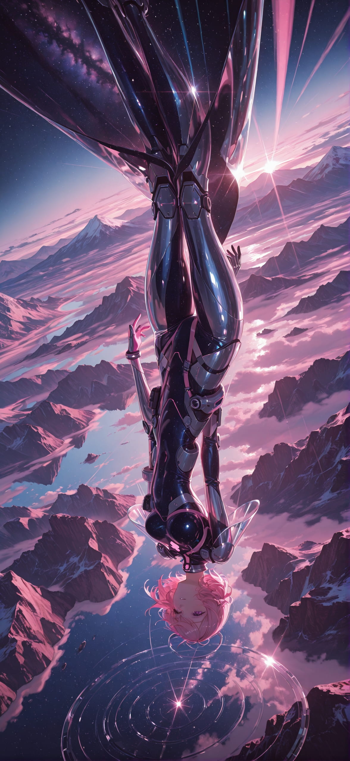 Spacexipo Pink Afternoon Mountain Spring mobile wallpaper / スマホ壁紙
