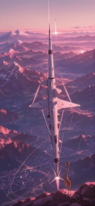 Spacexipo Pink Afternoon Mountain Summer Animal mobile wallpaper / スマホ壁紙
