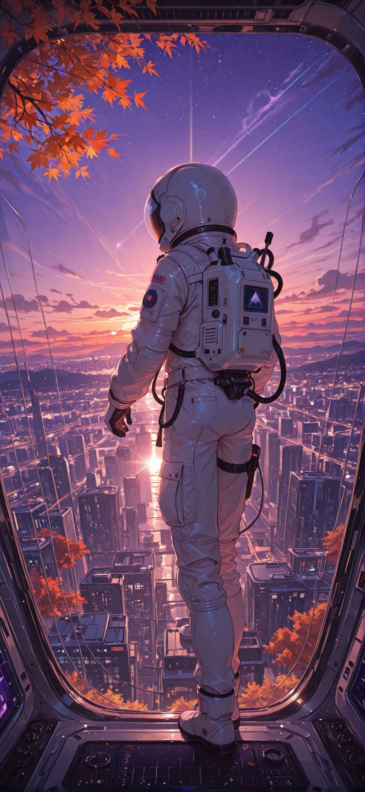 Spacexipo Purple Afternoon City Autumn mobile wallpaper / スマホ壁紙