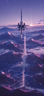 Spacexipo Purple Afternoon Mountain Summer Machine mobile wallpaper / スマホ壁紙