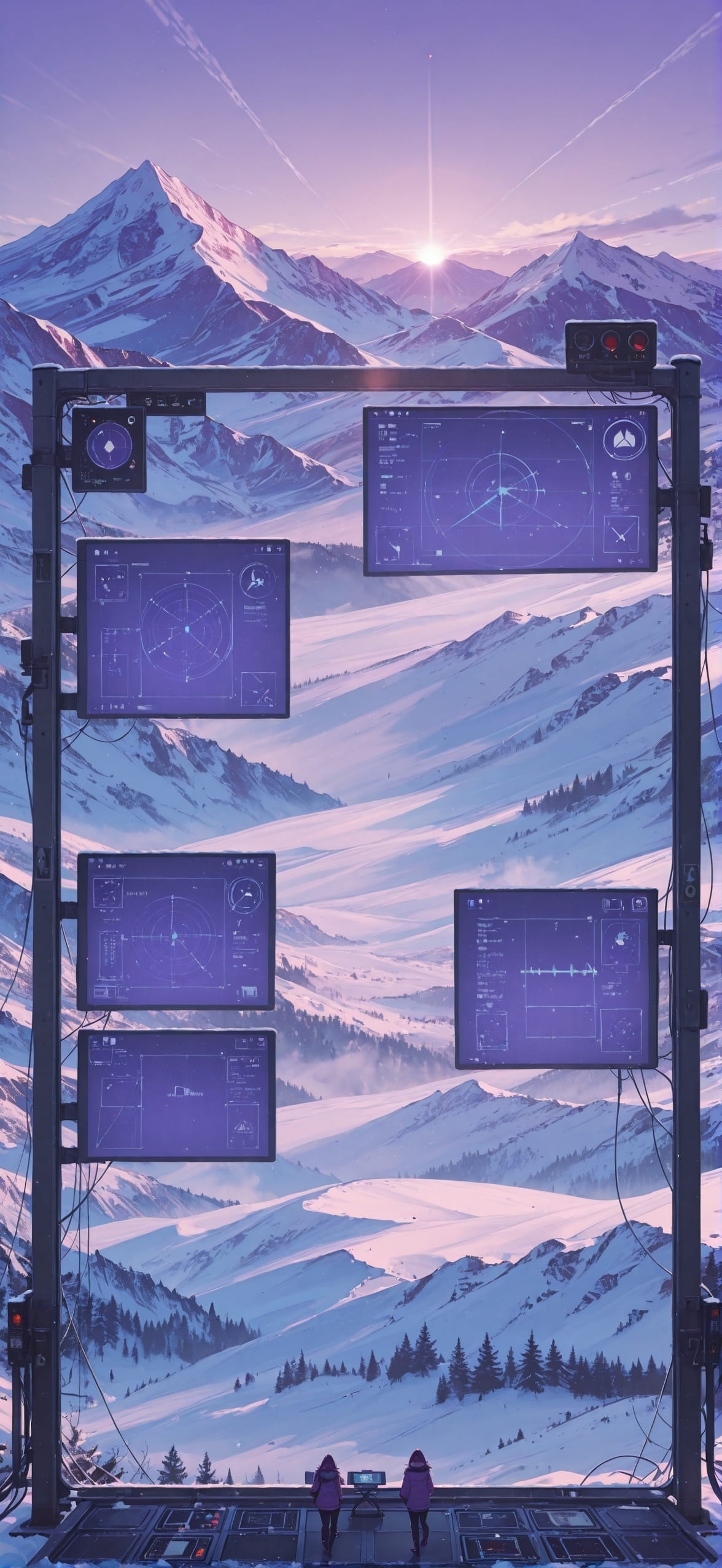 Spacexipo Purple Afternoon Mountain Winter mobile wallpaper / スマホ壁紙
