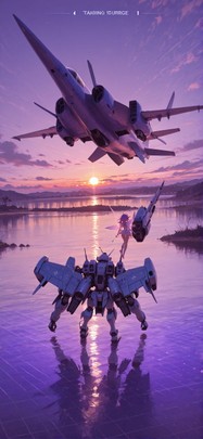 Spacexipo Purple Sunset Sea Summer Animal Machine mobile wallpaper / スマホ壁紙