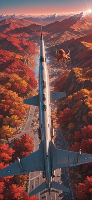 Spacexipo Red Afternoon Mountain Autumn Animal Machine mobile wallpaper / スマホ壁紙