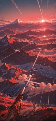 Spacexipo Red Afternoon Mountain Summer Animal mobile wallpaper / スマホ壁紙