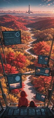 Spacexipo Red Afternoon Sky Autumn Animal mobile wallpaper / スマホ壁紙