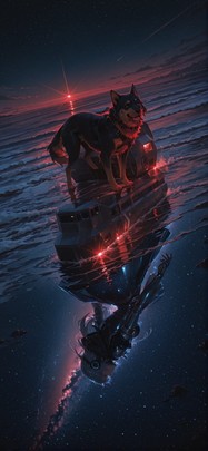 Spacexipo Red Night Sea Winter Animal mobile wallpaper / スマホ壁紙