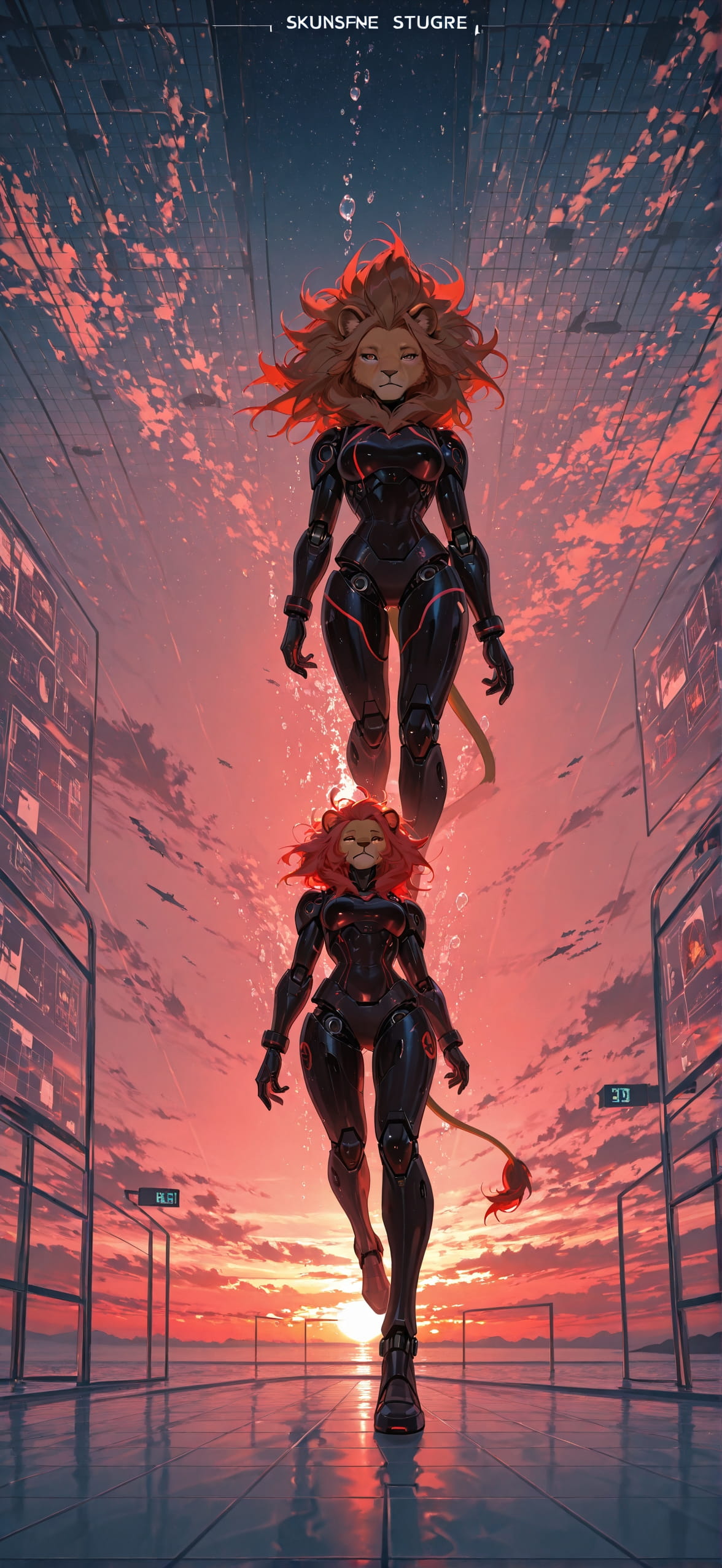 Spacexipo Red Sunset Sea Spring Animal Machine mobile wallpaper / スマホ壁紙