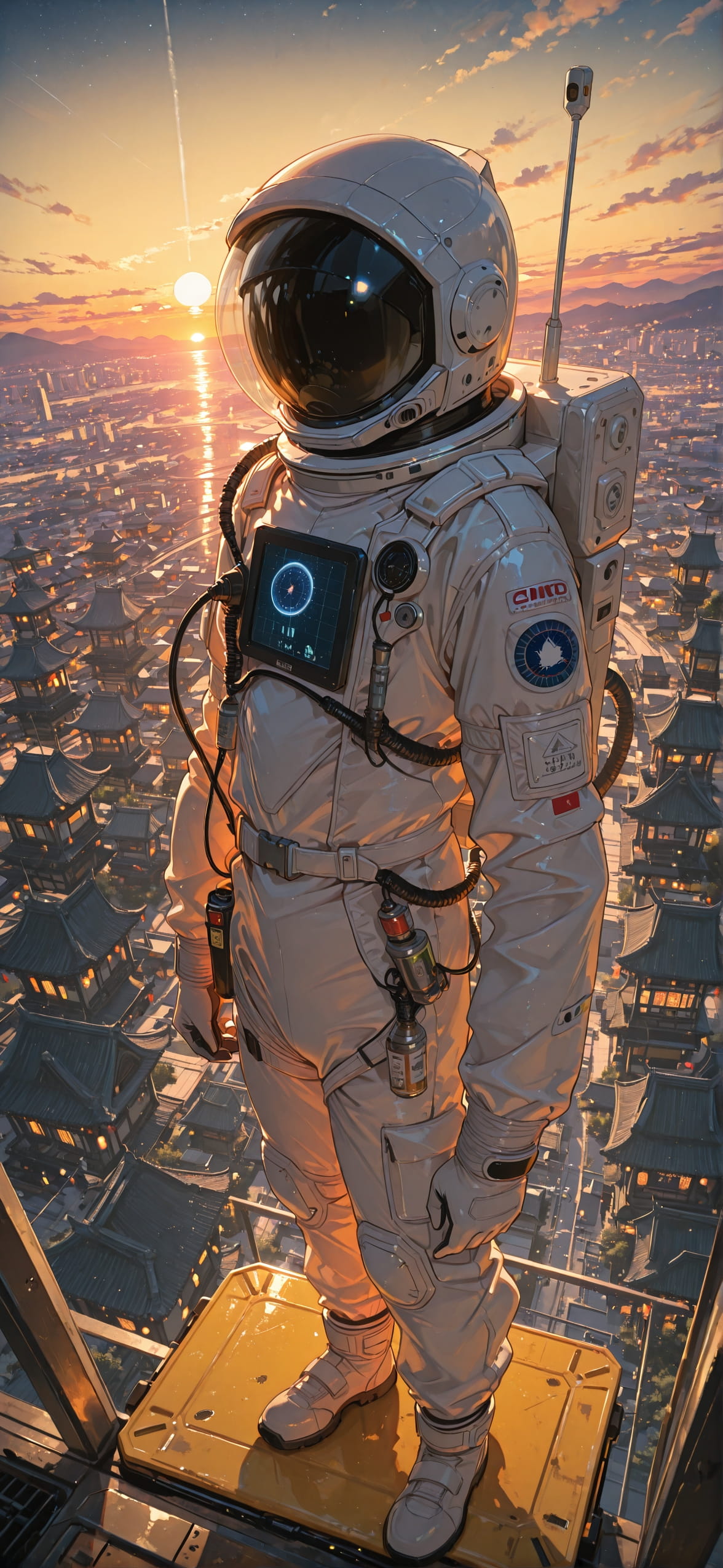Spacexipo Yellow Sunset City Spring Machine mobile wallpaper / スマホ壁紙