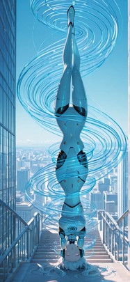 Spiral Blue Afternoon City Spring Machine mobile wallpaper / スマホ壁紙