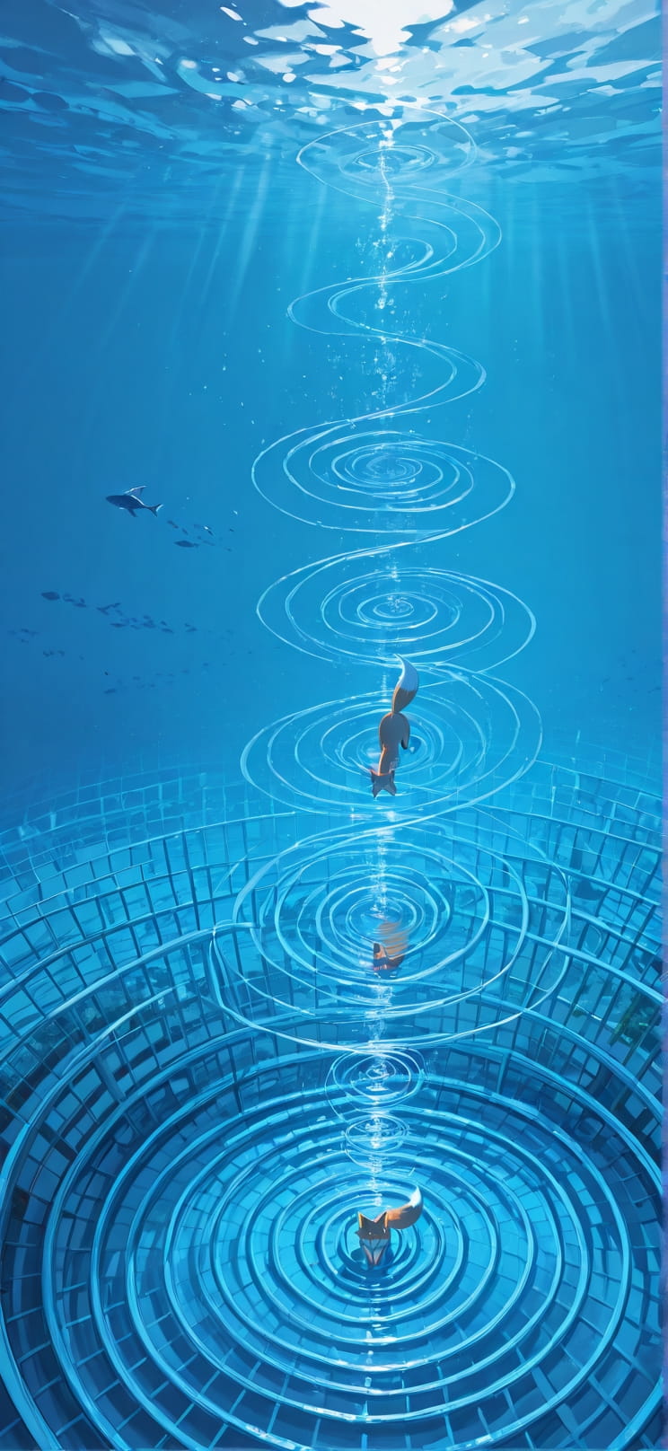 Spiral Blue Afternoon Sea Summer Animal mobile wallpaper / スマホ壁紙