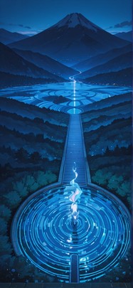 Spiral Blue Night Mountain Spring Animal mobile wallpaper / スマホ壁紙