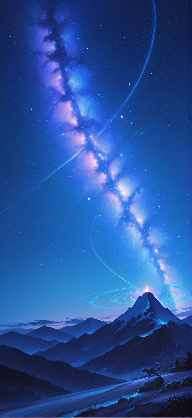 Spiral Blue Night Mountain Summer Animal mobile wallpaper / スマホ壁紙