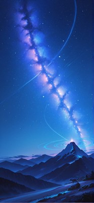 Spiral Blue Night Mountain Summer Animal mobile wallpaper / スマホ壁紙