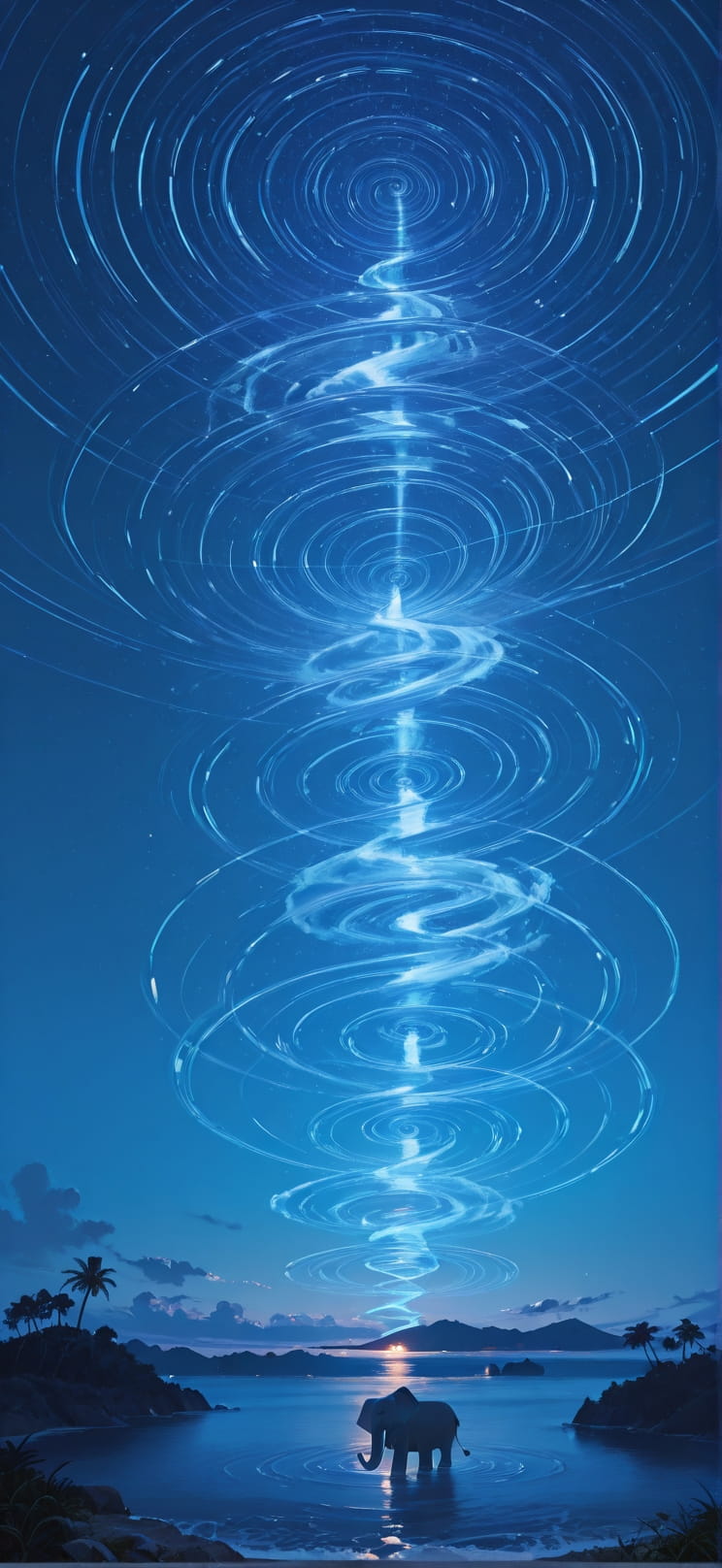 Spiral Blue Night Sea Spring Animal Machine mobile wallpaper / スマホ壁紙