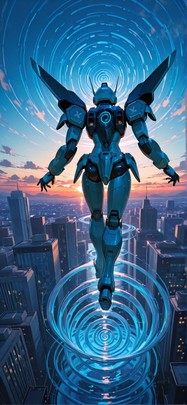 Spiral Blue Sunset City Spring Machine mobile wallpaper / スマホ壁紙