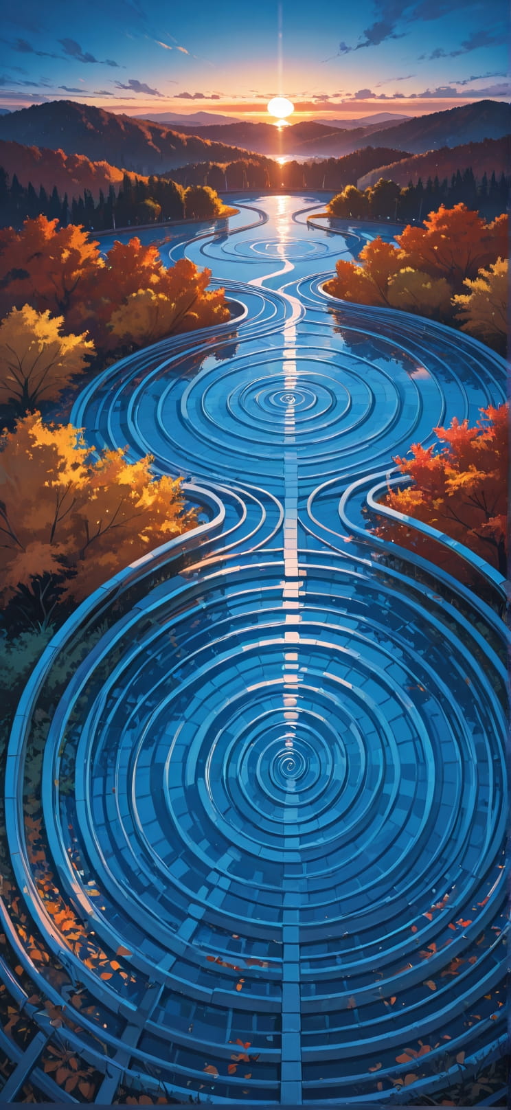 Spiral Blue Sunset Nature Autumn mobile wallpaper / スマホ壁紙